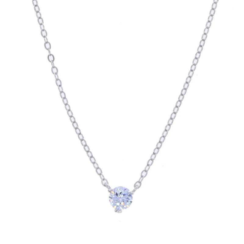 925 Silver Sparking CZ Round Charm Necklace for Women Wedding