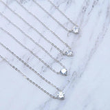 925 Silver Sparking CZ Round Charm Necklace for Women Wedding
