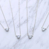 925 Silver Sparking CZ Round Charm Necklace for Women Wedding