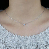 925 Silver CZ Round Charm Necklace