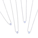 925 Silver CZ Round Charm Necklace