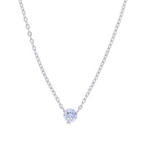 925 Silver CZ Round Charm Necklace