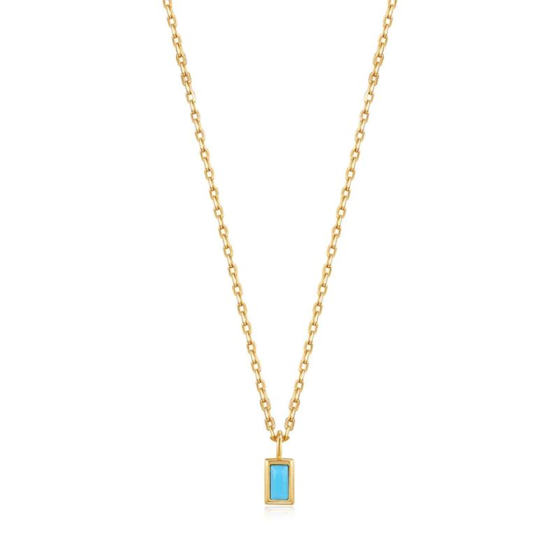 925 Silver Turquoise Square Pendant Necklace