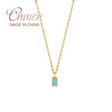 925 Silver Turquoise Square Pendant Necklace