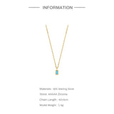 925 Silver Turquoise Square Pendant Necklace