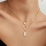 925 Silver Turquoise Square Pendant Necklace