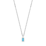 925 Silver Turquoise Square Pendant Necklace