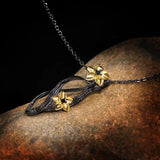 Flower Pendant Necklace Retro Tungsten Sweater Chains Chokers