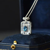 Sapphire Perfume Bottle Pendant Necklace High-End Silver Jewelry