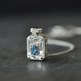 Sapphire Perfume Bottle Pendant Necklace High-End Silver Jewelry
