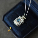Sapphire Perfume Bottle Pendant Necklace High-End Silver Jewelry