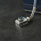 Sapphire Perfume Bottle Pendant Necklace High-End Silver Jewelry