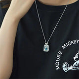 Sapphire Perfume Bottle Pendant Necklace High-End Silver Jewelry