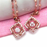 Purple Crystal Chain Necklace with 14K Rose Charm