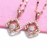 Purple Crystal Chain Necklace with 14K Rose Charm