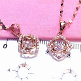 Purple Crystal Chain Necklace with 14K Rose Charm