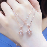 Purple Crystal Chain Necklace with 14K Rose Charm