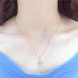 Purple Crystal Chain Necklace with 14K Rose Charm