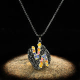 Bohemian Style Epoxy Enamel Necklace 925 Silver Women's Pendant