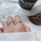 925 Silver Charm Ring Moonstone Oval Minimalist Adjustable Opening Ring