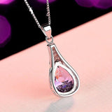 925 Silver Amethyst Pendant Necklace for Women