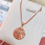 Purple Plated 14K Rose Round Flower Necklace Pendant