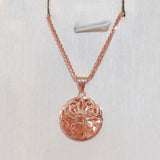 Purple Plated 14K Rose Round Flower Necklace Pendant