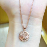 Purple Plated 14K Rose Round Flower Necklace Pendant