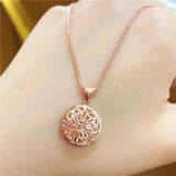 Purple Plated 14K Rose Round Flower Necklace Pendant