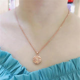Purple Plated 14K Rose Round Flower Necklace Pendant