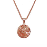 Purple Plated 14K Rose Round Flower Necklace Pendant