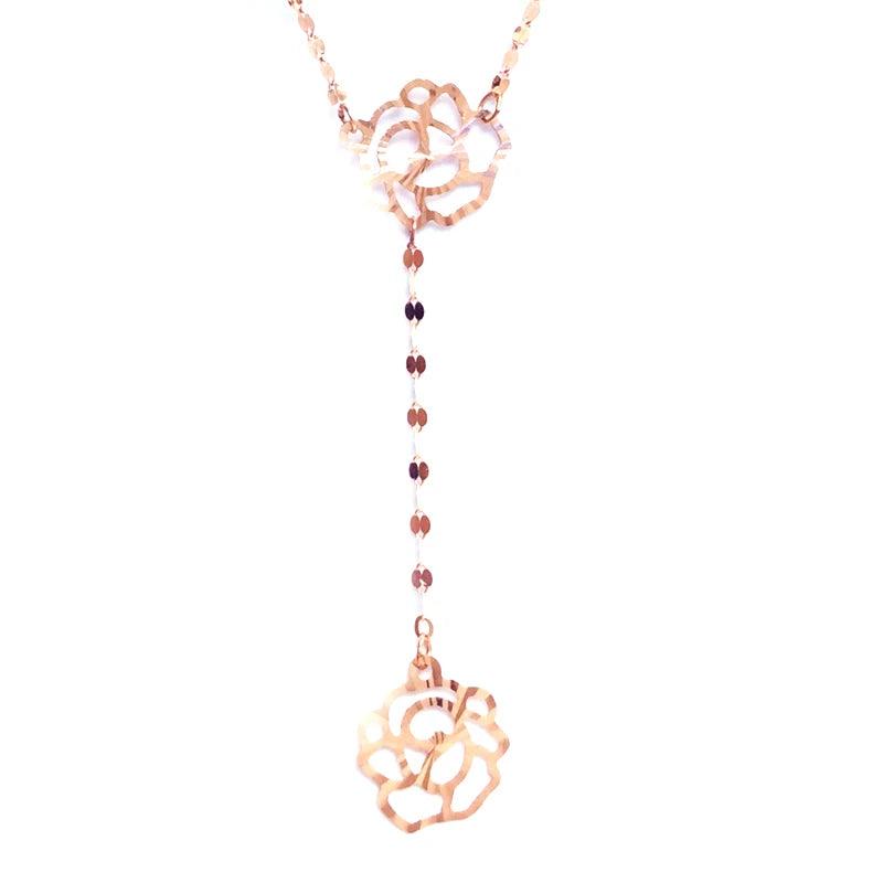 Purple Necklace for Woman 14K Rose Tassel Flower Chain Pendant