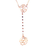 Purple Necklace for Woman 14K Rose Tassel Flower Chain Pendant