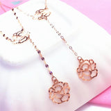 Purple Necklace for Woman 14K Rose Tassel Flower Chain Pendant