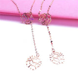 Purple Necklace for Woman 14K Rose Tassel Flower Chain Pendant