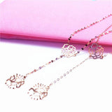 Purple Necklace for Woman 14K Rose Tassel Flower Chain Pendant