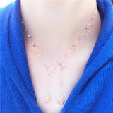 Purple Necklace for Woman 14K Rose Tassel Flower Chain Pendant
