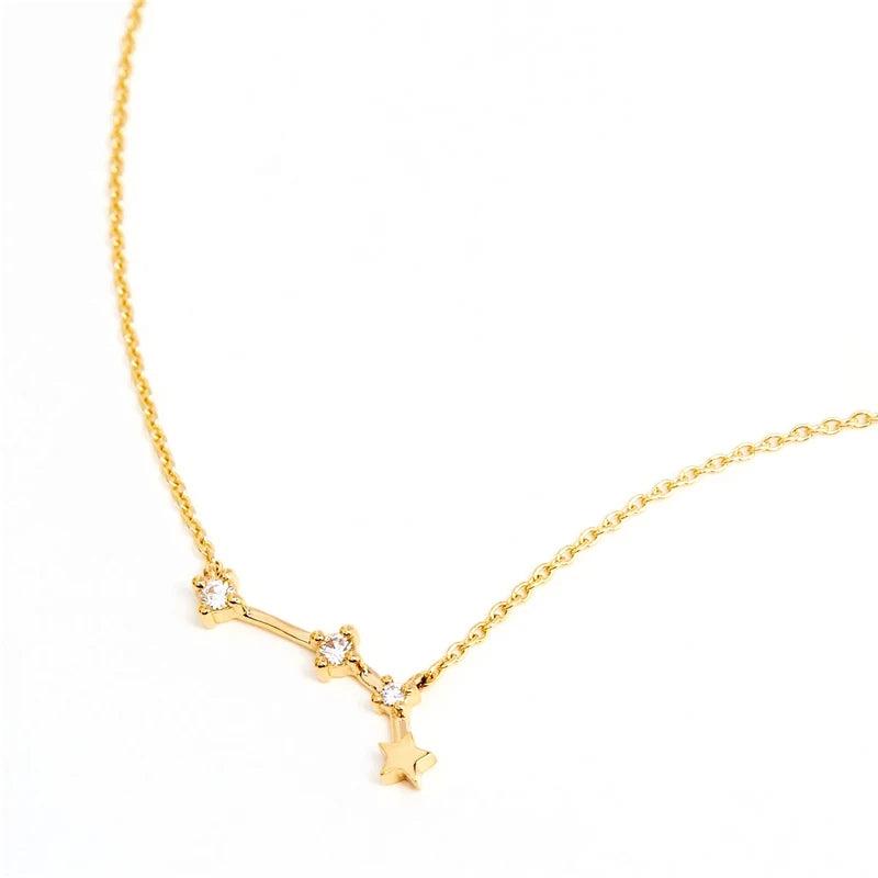 925 Silver Star CZ Clavicle Birthday Necklace 12 Constellations