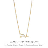 925 Silver Star CZ Clavicle Birthday Necklace 12 Constellations