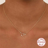925 Silver Star CZ Clavicle Birthday Necklace 12 Constellations