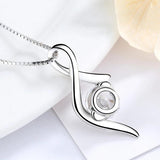 925 Silver Ribbon Zircon Pendant Necklace Women Party