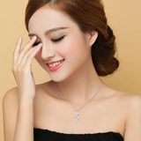 925 Silver Ribbon Zircon Pendant Necklace Women Party