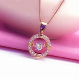 14K Rose Crystal Necklace Clavicle Chain Pendant