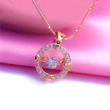 14K Rose Crystal Necklace Clavicle Chain Pendant