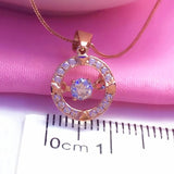 14K Rose Crystal Necklace Clavicle Chain Pendant