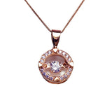 14K Rose Crystal Necklace Clavicle Chain Pendant