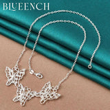 925 Silver Butterfly Pendant Necklace Thin Chain Wedding Jewelry