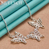 925 Silver Butterfly Pendant Necklace Thin Chain Wedding Jewelry