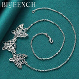 925 Silver Butterfly Pendant Necklace Thin Chain Wedding Jewelry