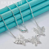 925 Silver Butterfly Pendant Necklace Thin Chain Wedding Jewelry